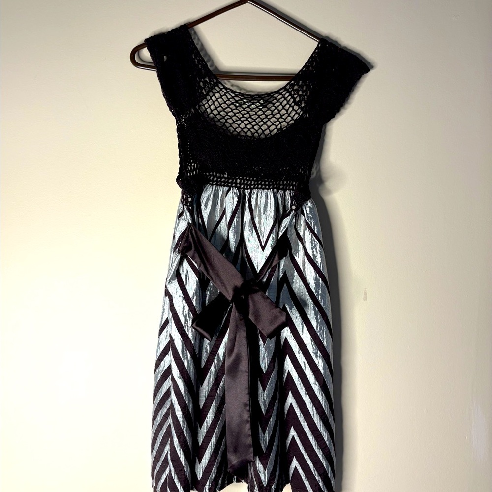 Sugar Lips Atelier Junior Dress In Brown And Shimmering Silver. Large. - Picture 3 of 6